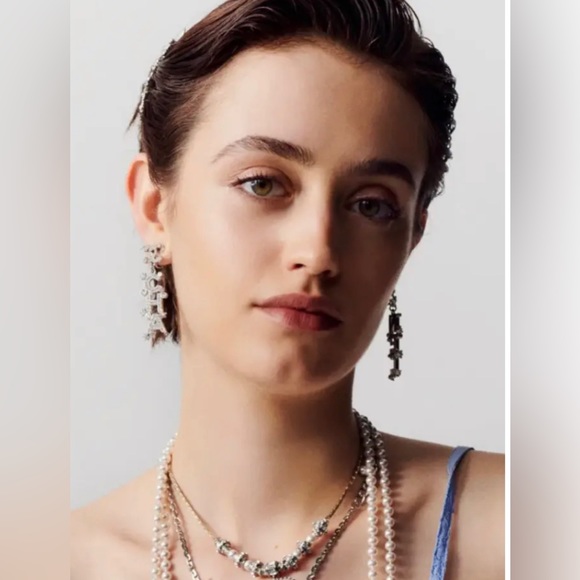 Chanel “23P” Pendant Silver Tone and Crystal Dangle Earrings - Picture 3 of 9